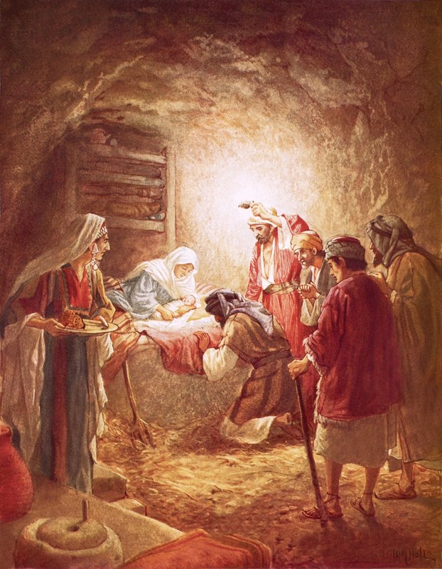 Die Hirten finden das Christkind in einer Krippe liegend von William Brassey Hole