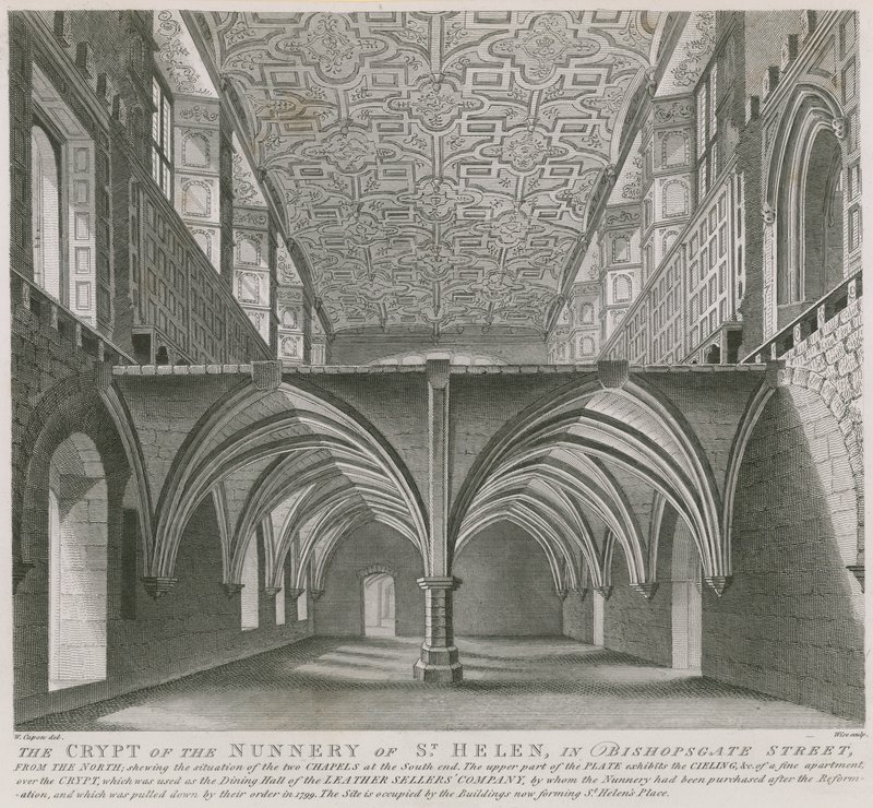 Die Krypta des Nonnenklosters St. Helen in der Bishopsgate Street, London von William Capon