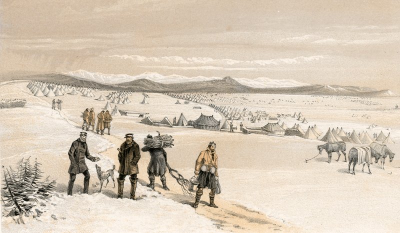 Das Lager der 2. Division, Blick nach Osten, Januar 1855 von William Crimea Simpson