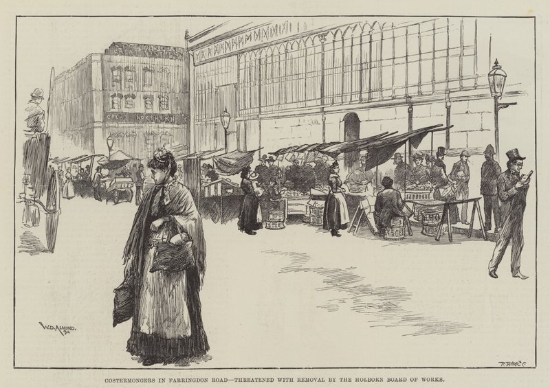 Kostümhändler in der Farringdon Road, bedroht von der Holborn Board of Works von William Douglas Almond
