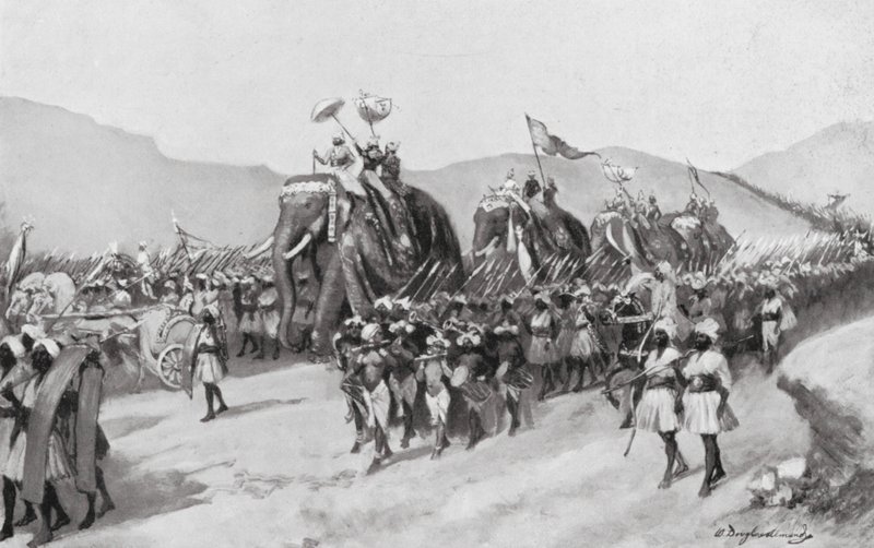 Vikramaditya Gupta zieht in den Krieg, 395 n. Chr. von William Douglas Almond