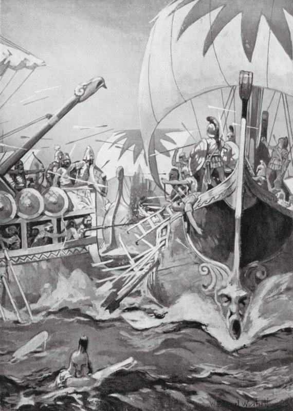 Die Niederlage einer ionischen Flotte (Lithografie) von William Edward (after) Wigfull
