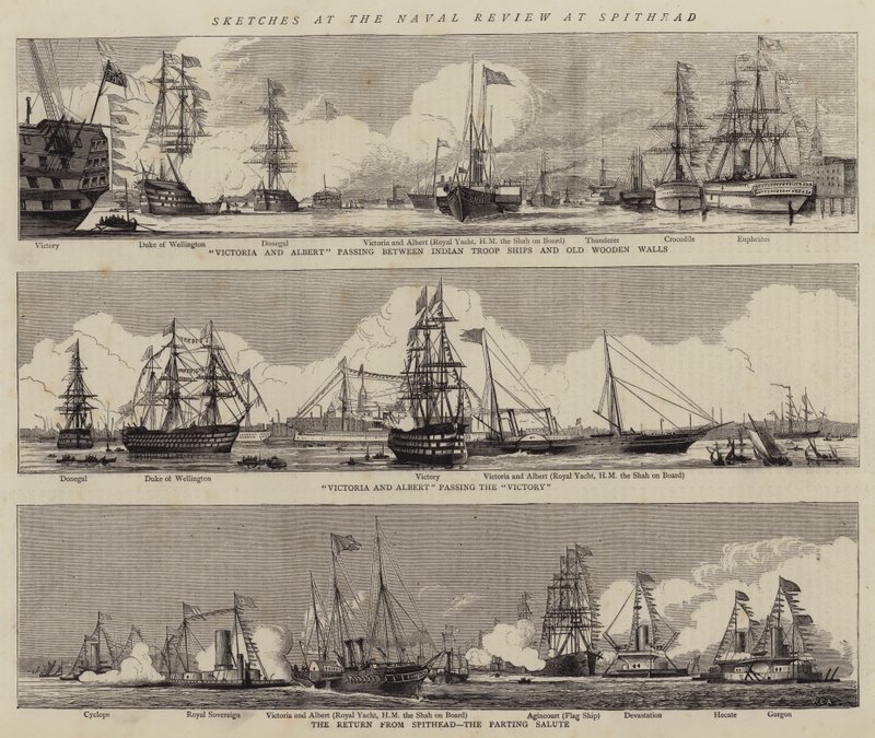 Skizzen bei der Marineparade in Spithead (Gravur) von William Edward Atkins