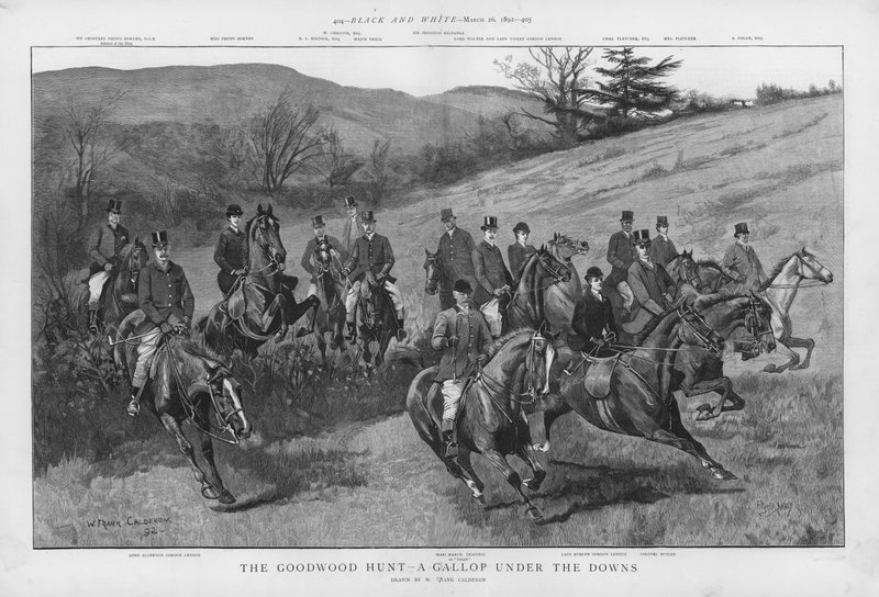 Die Goodwood-Jagd - ein Galopp unter den Sussex Downs von William Frank Calderon