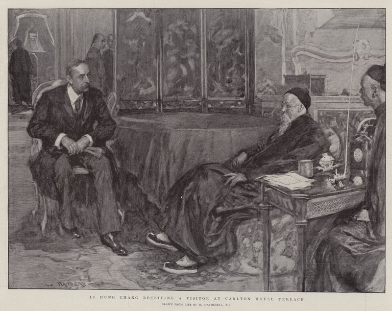 Li Hung Chang empfängt einen Besucher im Carlton House Terrace von William Hatherell