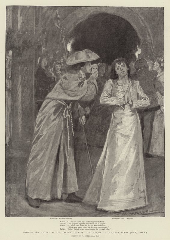 Romeo und Julia im Lyceum Theatre, der Maskenball im Haus der Capulets, Akt I, Szene V von William Hatherell