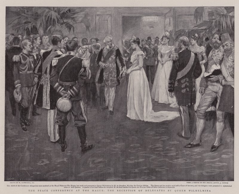 Die Friedenskonferenz in Den Haag, Empfang der Delegierten durch Königin Wilhelmina von William Hatherell