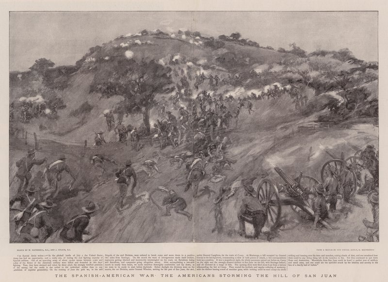 Der Spanisch-Amerikanische Krieg, die Amerikaner stürmen den Hügel von San Juan von William Hatherell