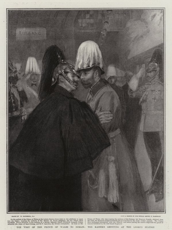 Der Besuch des Prinzen von Wales in Berlin, die Begrüßung des Kaisers am Lehrter Bahnhof von William Hatherell