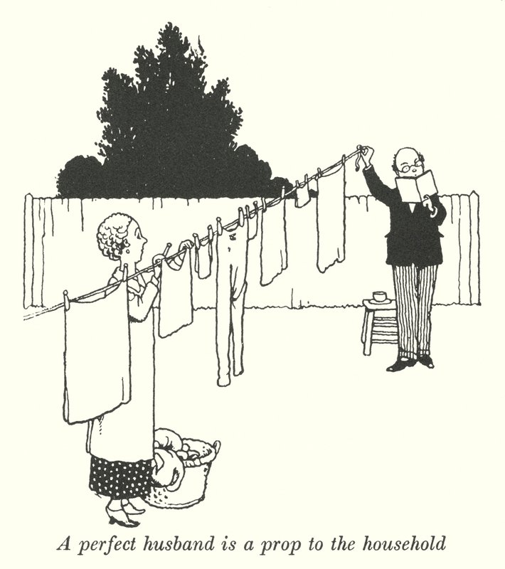 Ein perfekter Ehemann ist eine Stütze des Haushalts von William Heath Robinson