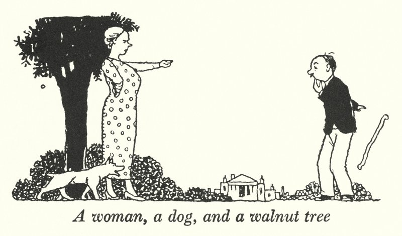 Eine Frau, ein Hund und ein Walnussbaum von William Heath Robinson