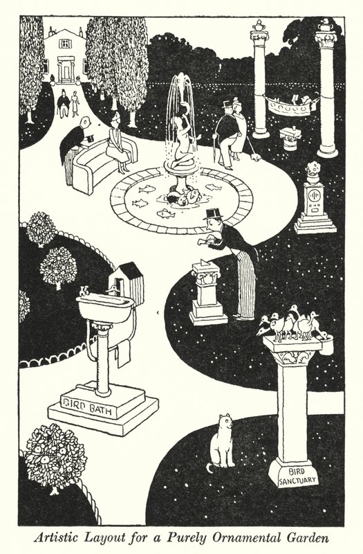 Künstlerische Gestaltung für einen rein dekorativen Garten von William Heath Robinson