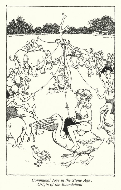 Gemeinschaftsfreuden in der Steinzeit, Ursprung des Karussells von William Heath Robinson
