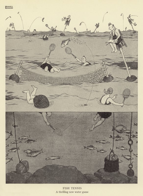 Fischtennis, ein aufregendes neues Wasserspiel von William Heath Robinson