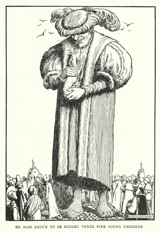Er ließ auch drei junge Einhörner kaufen von William Heath Robinson