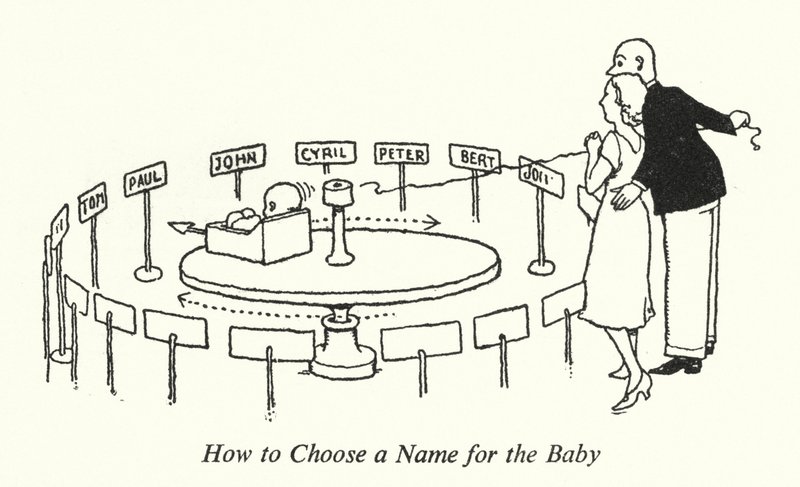 Wie man einen Namen für das Baby auswählt von William Heath Robinson
