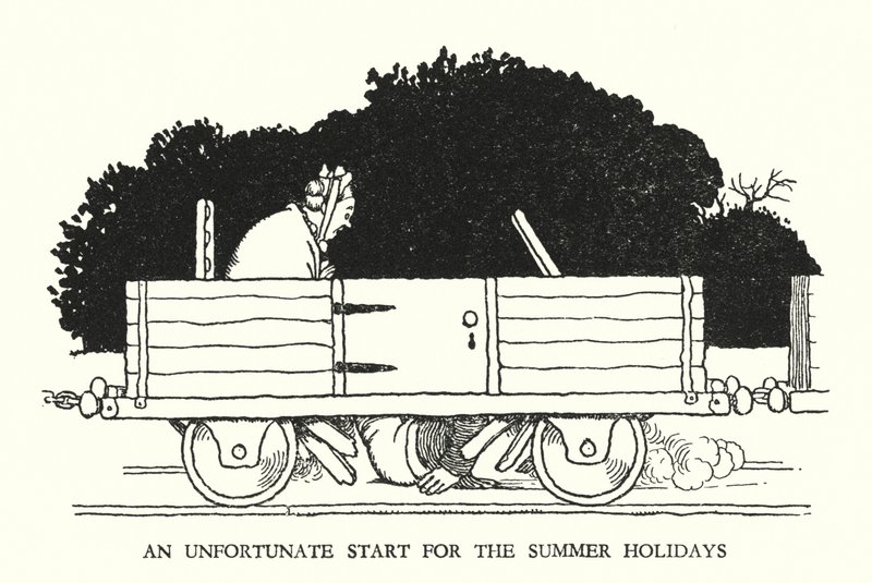 Illustration für Railway Ribaldry von W Heath Robinson (Lithografie) von William Heath Robinson