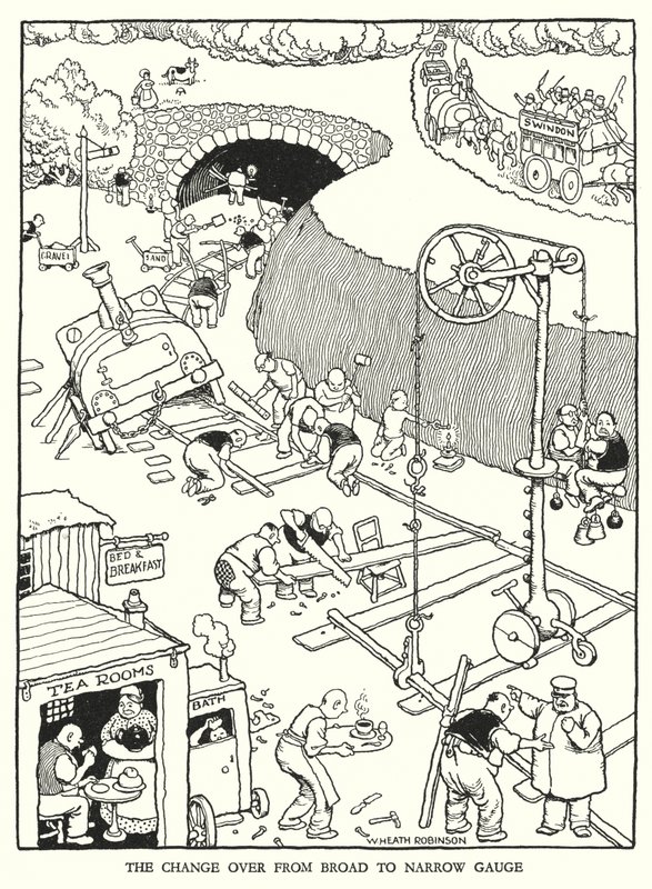 Illustration für Railway Ribaldry von W Heath Robinson (Lithographie) von William Heath Robinson