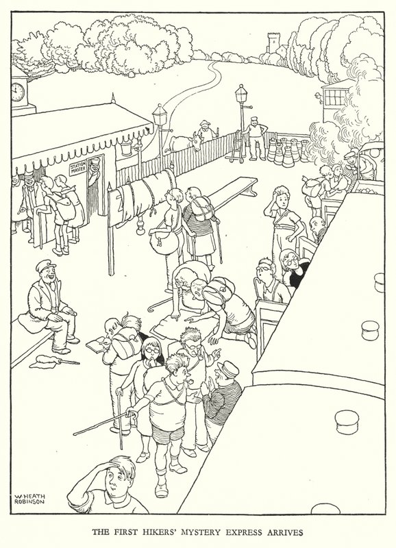 Illustration für Railway Ribaldry von W Heath Robinson (Lithographie) von William Heath Robinson