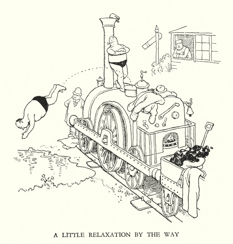 Illustration für Railway Ribaldry von W. Heath Robinson von William Heath Robinson