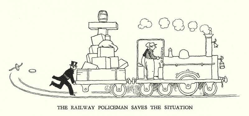 Illustration für Railway Ribaldry von W Heath Robinson von William Heath Robinson