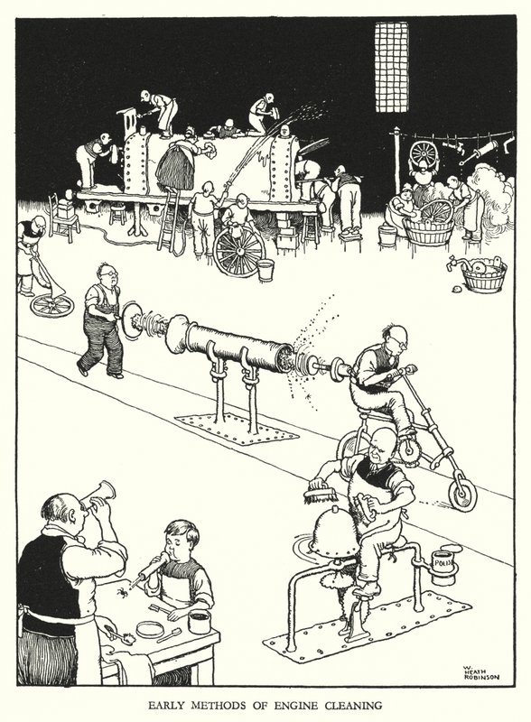Illustration für Railway Ribaldry von W Heath Robinson (Lithografie) von William Heath Robinson