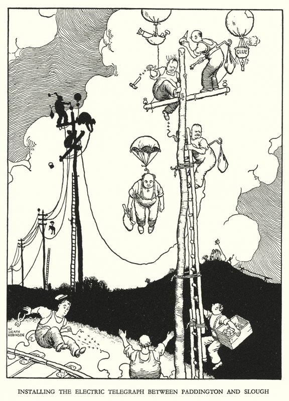 Illustration für Railway Ribaldry von W Heath Robinson (Lithografie) von William Heath Robinson