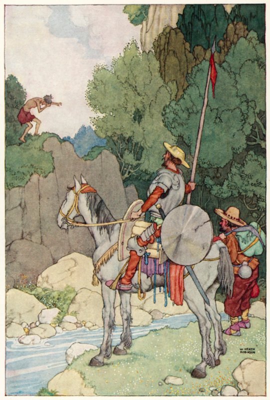 Illustration für Die Abenteuer des Don Quijote (Farblithografie) von William Heath Robinson