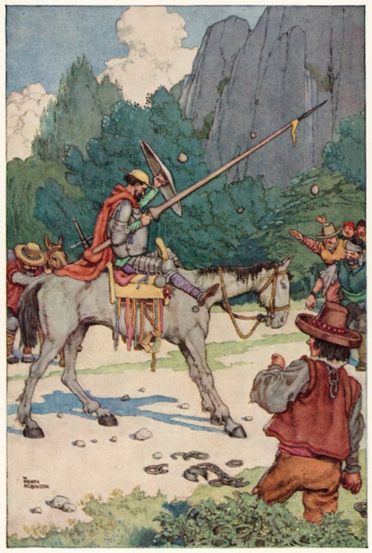 Illustration für Die Abenteuer des Don Quijote (Farblithografie) von William Heath Robinson
