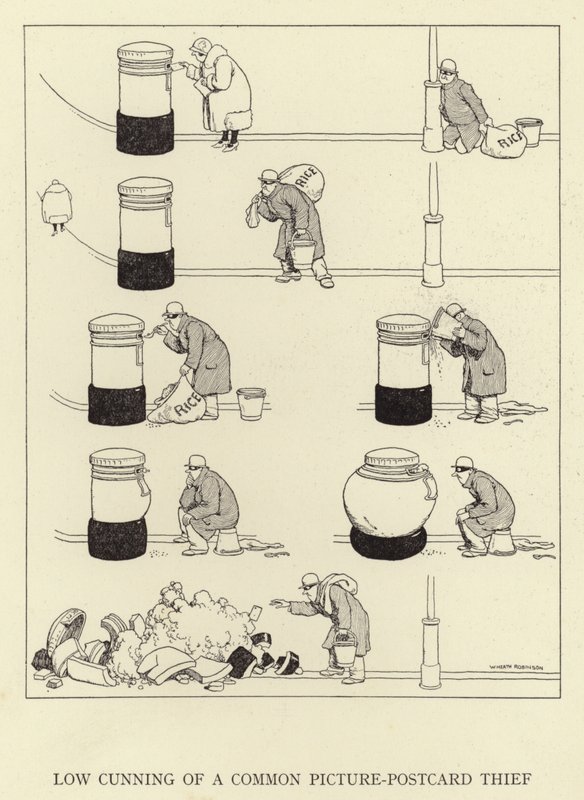 Niederträchtigkeit eines gewöhnlichen Postkartendiebs von William Heath Robinson