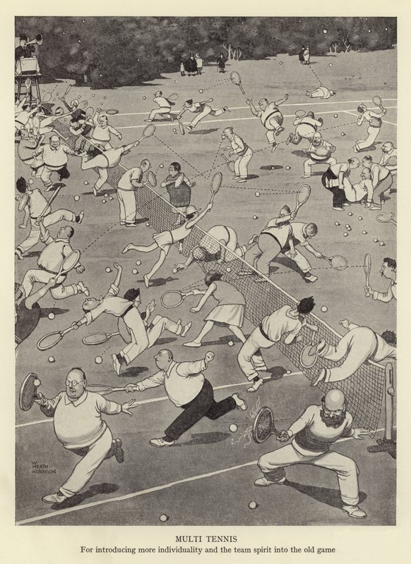 Multi-Tennis, um mehr Individualität und Teamgeist in das alte Spiel zu bringen von William Heath Robinson