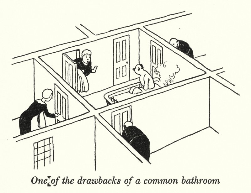 Einer der Nachteile eines Gemeinschaftsbads von William Heath Robinson