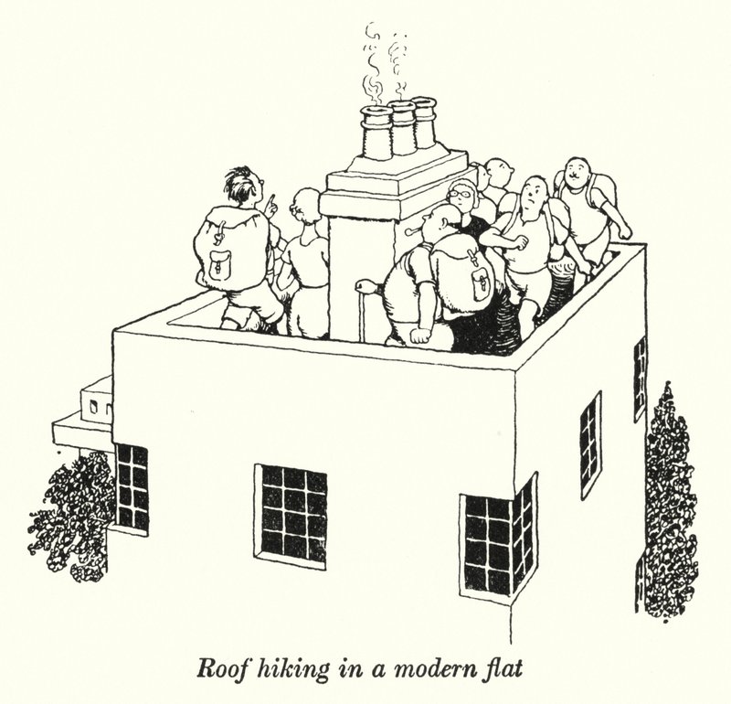 Dachwandern in einer modernen Wohnung von William Heath Robinson