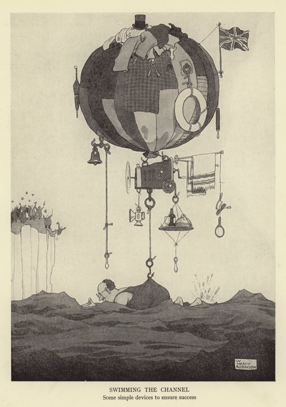 Den Kanal durchschwimmen, einige einfache Geräte zur Sicherstellung des Erfolgs von William Heath Robinson