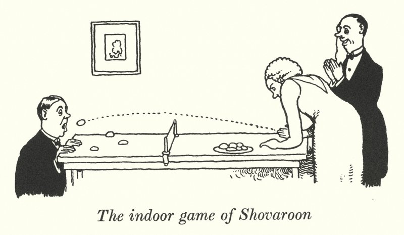 Das Indoor-Spiel Shovaroon (Lithografie) von William Heath Robinson