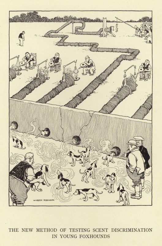 Die neue Methode zur Prüfung der Duftunterscheidung bei jungen Foxhounds von William Heath Robinson