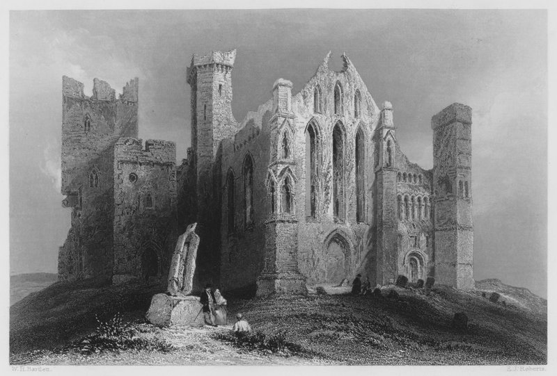 Ruinen von Cashel, von Süden von William Henry (after) Bartlett