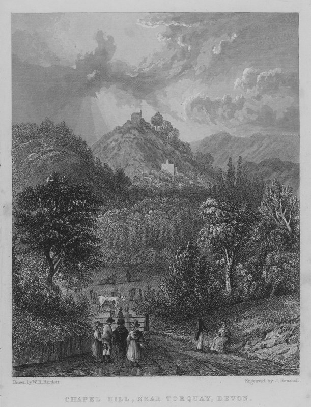 Chapel Hill, in der Nähe von Torquay, Devon (Stich) von William Henry Bartlett