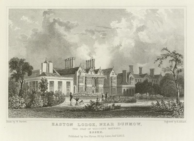 Easton Lodge, nahe Great Dunmow, der Sitz von Viscount Maynard, Essex von William Henry Bartlett