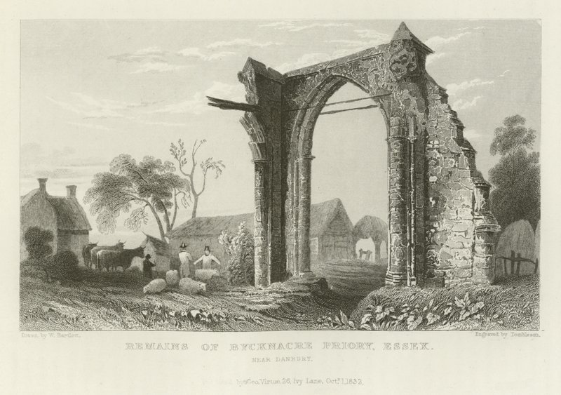 Überreste des Bycknacre Priory, Essex, in der Nähe von Danbury von William Henry Bartlett