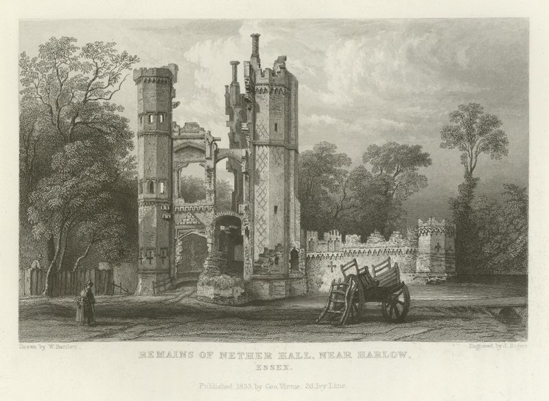 Überreste von Nether Hall, in der Nähe von Harlow, Essex von William Henry Bartlett
