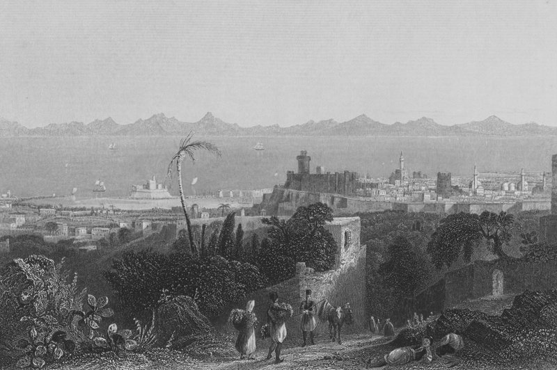 Rhodos, von den Höhen, in der Nähe der Villa von Sir Sidney Smith von William Henry Bartlett
