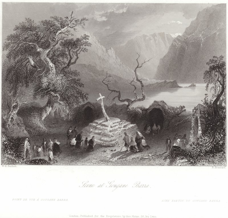 Szene in Gougane Barra in County Cork von William Henry Bartlett