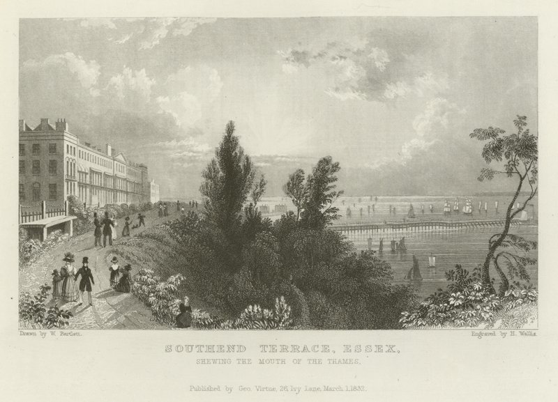 Southend Terrace, Essex, zeigt die Mündung der Themse von William Henry Bartlett