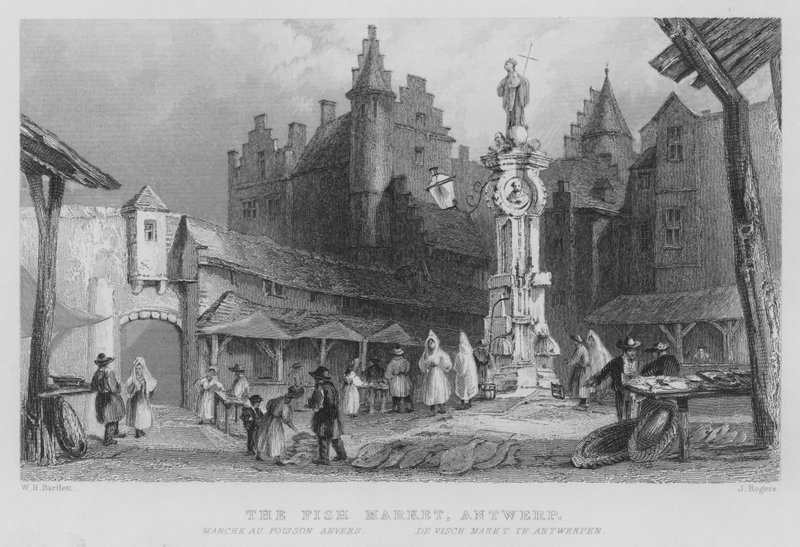 Der Fischmarkt in Antwerpen (Stich) von William Henry Bartlett