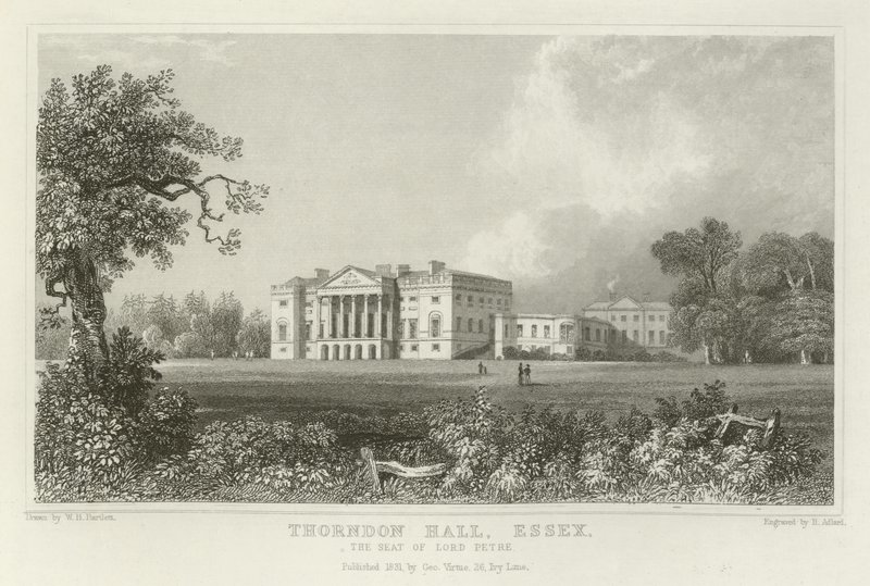 Thorndon Hall, Essex, der Sitz von Lord Petre von William Henry Bartlett