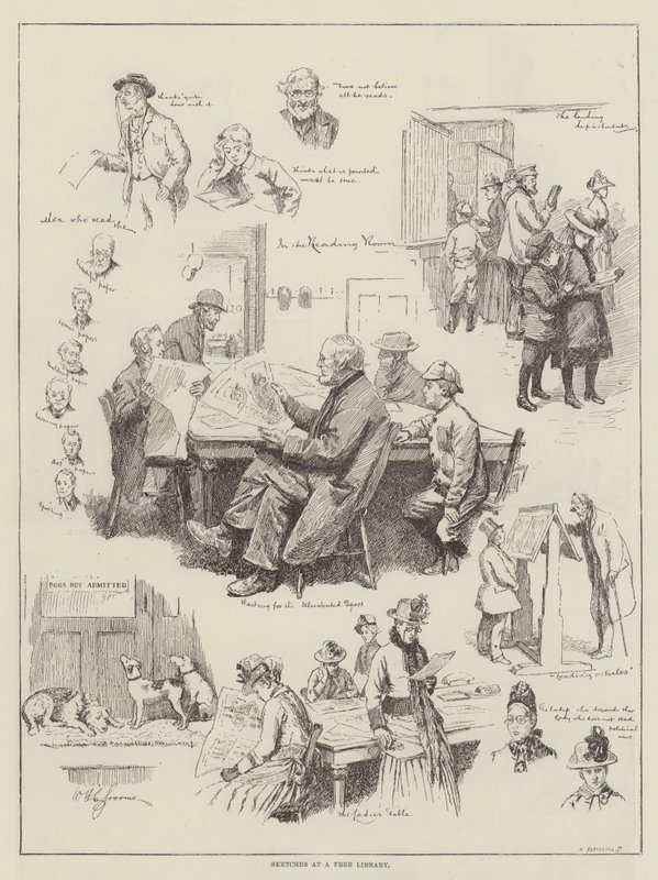 Skizzen in einer Freien Bibliothek von William Henry Charles Groome
