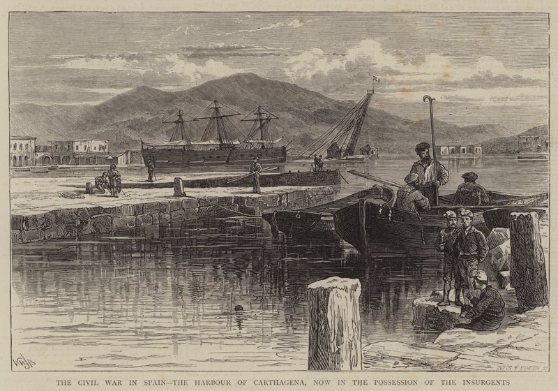 Der Bürgerkrieg in Spanien, der Hafen von Cartagena, jetzt im Besitz der Aufständischen von William Henry James Boot