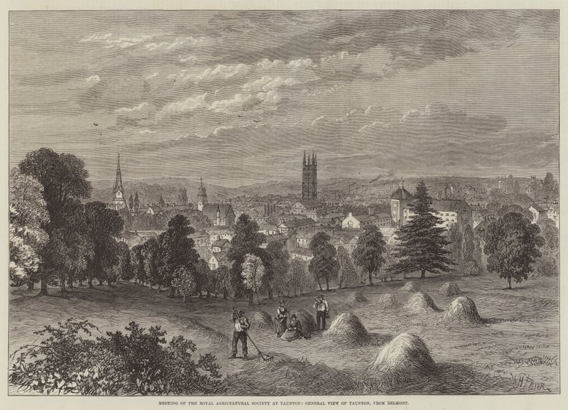 Treffen der Royal Agricultural Society in Taunton, Gesamtansicht von Taunton, von Belmont von William Henry Pike