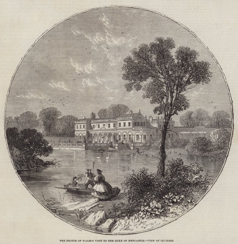 Der Besuch des Prinzen von Wales beim Herzog von Newcastle, Ansicht von Clumber von William Henry Prior